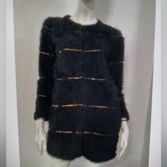 Darling navy blue fuzzy dress coat - Picture 9 of 9